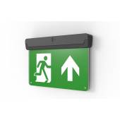 An image of BLACK – Blade Emergency Exit Sign c/w arrow UP legend